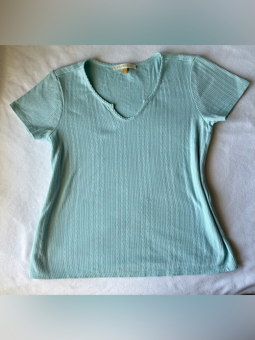 Downeast Aqua Short Sleeve Knit Top